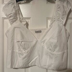 Abercrombie & Fitch White Cropped Tank Top
